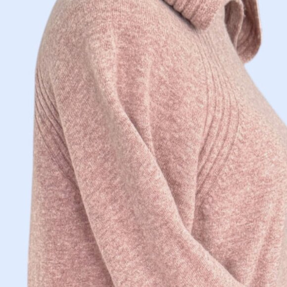 Ann Taylor Soft Wool Hoodie Flair Long Sleeve Oversize Baggy Drape Mauve Sweater - Picture 4 of 10